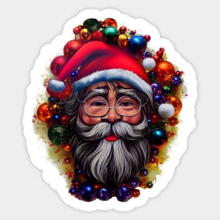 Santa Claus in New Year's toys. Sticker